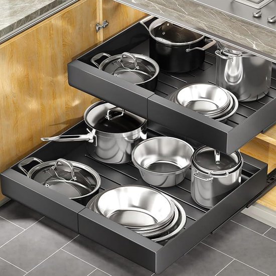 Lade Voor De Keuken, Uittrekbaar, 43 X 50 Cm, Uittrekbare Lade Koolstofstaal Telescopische Lade Geen Boren En Spijkeren Nodig Keukenlade
