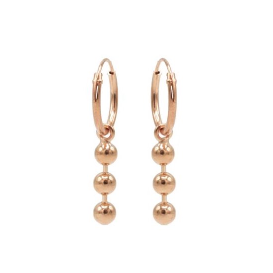 Karma Symbols oorbel Triple Chain Ball M2391 Rosé