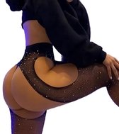 Collants érotiques érotiques à paillettes I Lingerie I Résille I Sous-vêtements Érotique Sous-vêtements I Entrejambe ouvert I Taille unique I Zwart