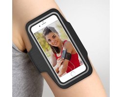 Zwart Universele Spatwaterdichte Sportarmband voor Apple iPhone 7 Plus / 7+ - Hardloop 5.5 inch Sport Armband Met Sleutelhouder (Apple iPhone, Samsung, Huawei, LG, HTC, Huawei) - Waterproof / Waterdichte Case / Hoesje