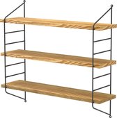 unho Zwevende Wandplank - 3 Tier Rustieke Zwevende Planken - Keuken Muur Opbergruimte - Verstelbare Muur Boekenplanken - Plantenplank Hout en Metaal - Muur Weergave Planken - voor Woonkamer Slaapkamer Keuken