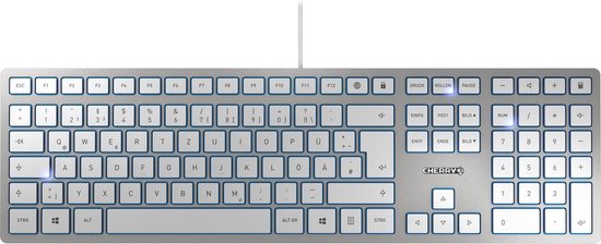 CHERRY KC 6000 Slim toetsenbord USB Amerikaans Engels Zilver, Wit