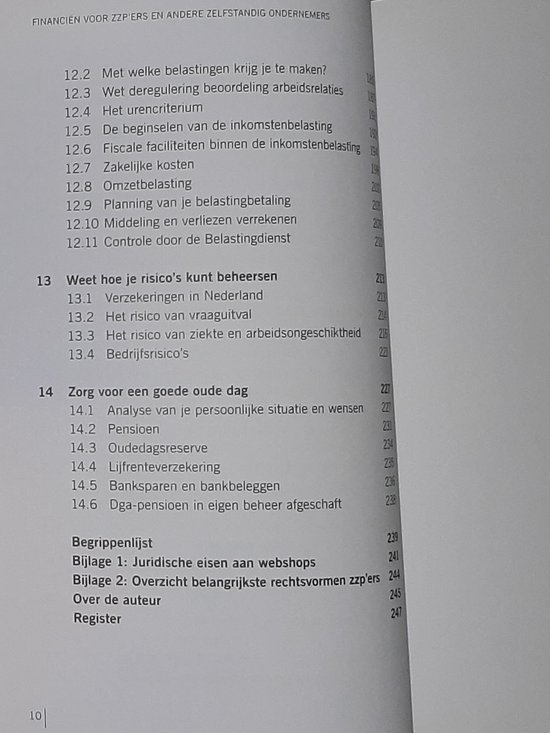 Inhoudsopgave van financiën voor zzp'ers