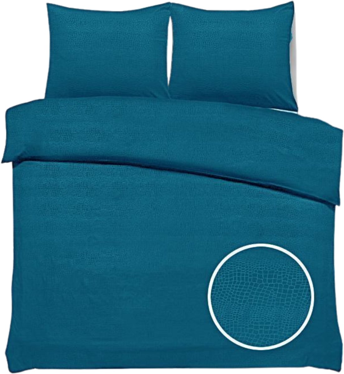SweetSleeping Dekbedovertrek Croco - Modern - 200 x 220cm + 2 kussenslopen 60x70cm - Petrol - 100% Zijdezacht Micropercal - Strijkvrij - Krimpvrij