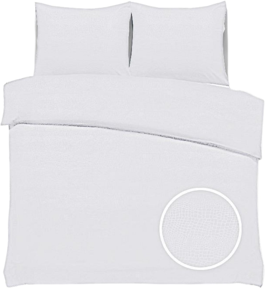 SweetSleeping Dekbedovertrek Croco - Modern - 240 x 220cm + 2 kussenslopen 60x70cm - Wit - 100% Zijdezacht Micropercal - Strijkvrij - Krimpvrij