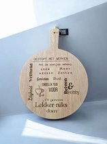 Houten Borrelplank - Gestopt met Werken Cadeau - Pensioen Cadeau - Bedankje Collega - Houten Decoratie - Tekstbord - Cadeau voor Pensioen