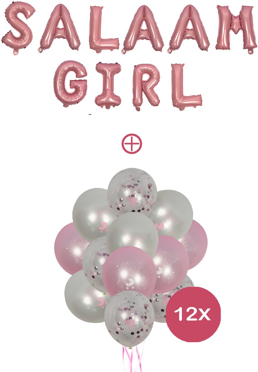 Hoera een meisje – Gender Reveal - Babyshower Versiering – Slinger - Aqiqah Feest – Islamitische Babydecoratie - Roze Ballonnen - Folie Letterballon