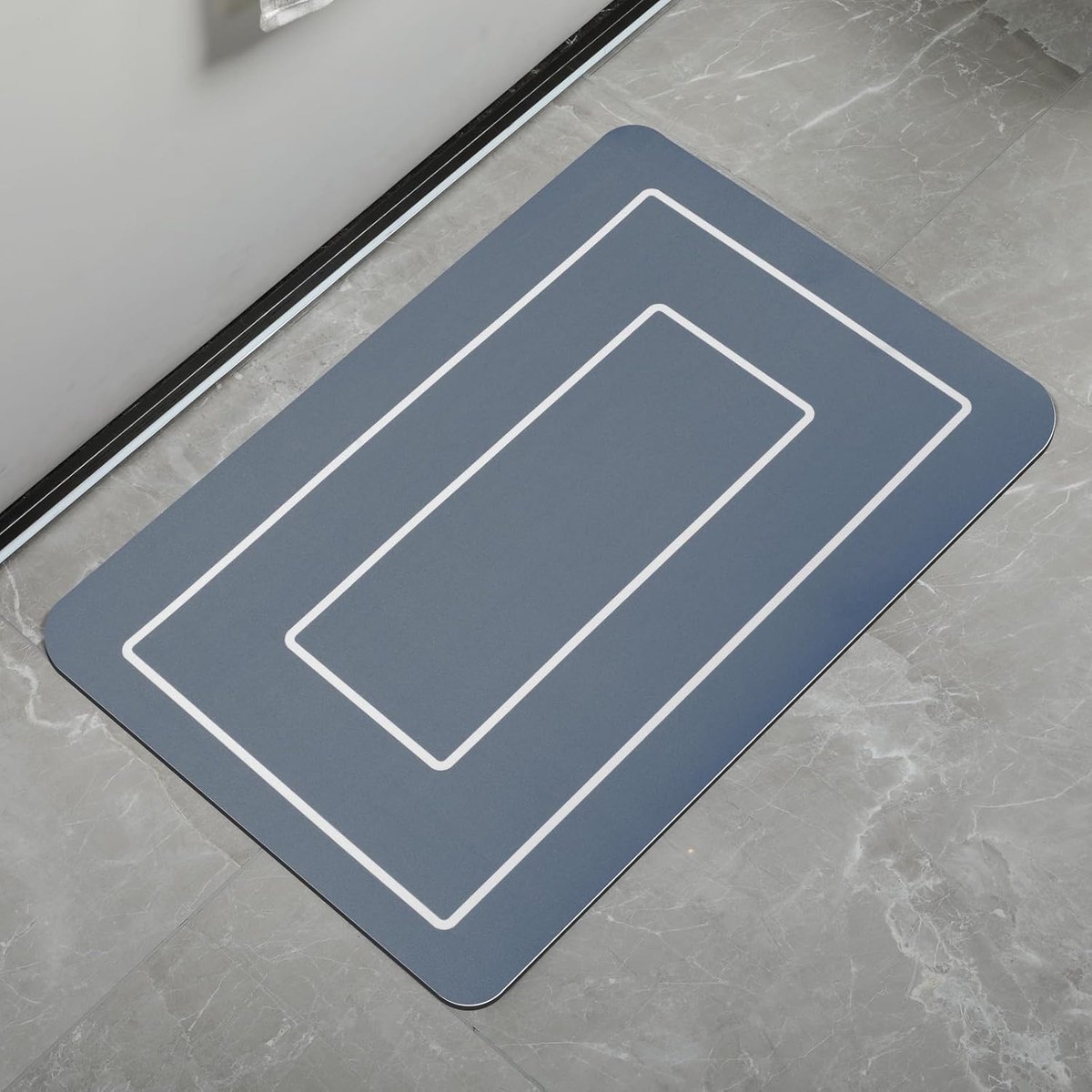 Badkamertapijt, antislip, antislip, absorberend, voor douche, bad en toilet, grijsblauw, 60 x 40 cm