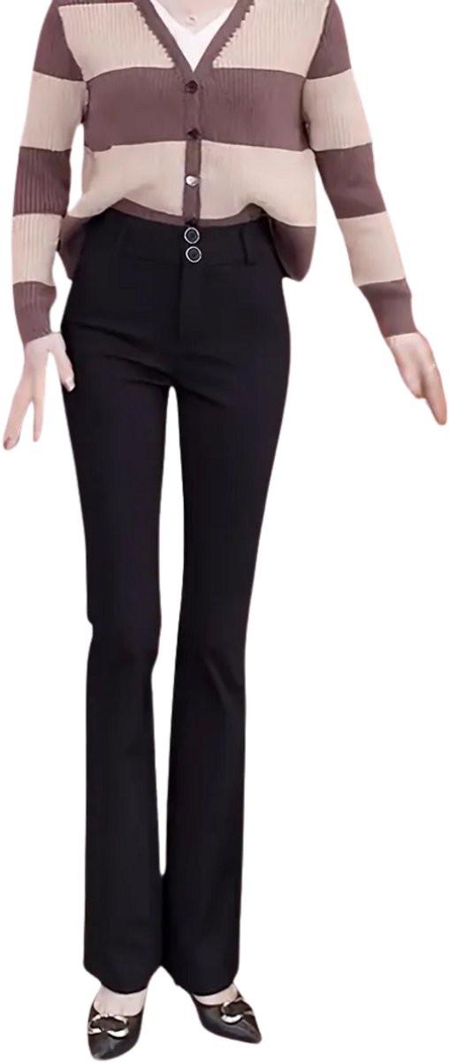 Bovista Pantalon Dames Chino Golfbroek Nette Broek Met Elastische Tailleband Volwassenen Zwart