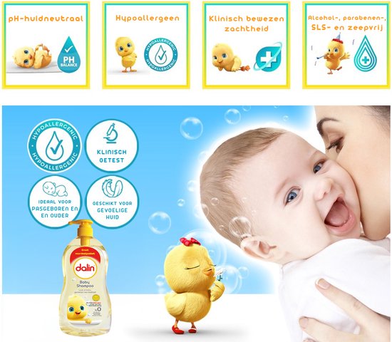 Dalin Babyshampoo 2 x 700ml milde verzorging voor baby’s haar en hoofdhuid & Oogvriendelijk van Merkloos — afbeelding 3
