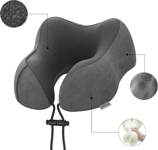 kussen cervical confortable pour le voyage et la détente - Mousse à mémoire de forme avec housse en velours