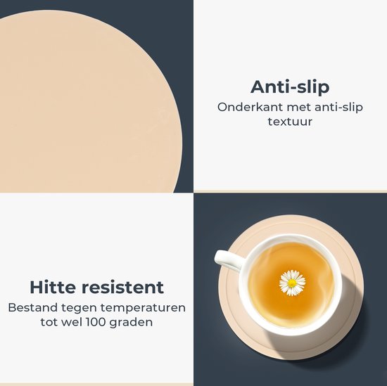 Sous-verres en Siliconen Castagnola – Sous-verres de Sous-verres Design avec support – Set de 12 dessous de verre antidérapants – Beige