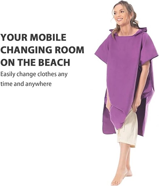 Poncho De Bain/Surf Bébé-Enfant 90x110 Cm Bleu Foncé – Serviette Ultra Absorbante à Séchage Rapide Et Change Discret