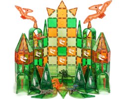 foto van GILA Magnetisch speelgoed 120 Delig - Magnetische tegels - Dino speelgoed - Magna Tiles - Montessori speelgoed - Magnetic toys - Magnetische bouwstenen - Dinosaurus speelgoed