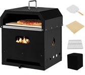 Bol.com COSTWAY 4-in-1 pizzaoven outdoor grill houtgestookte pizzaoven met waterdichte afdekking pizzasteen pizzaschep en grillr... aanbieding