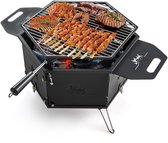 Bol.com COSTWAY Grote houtskoolgrill met 360° draaibare grill 2-in-1 vuurschaal klapgrill campinggrill met handgrepen voor koken... aanbieding