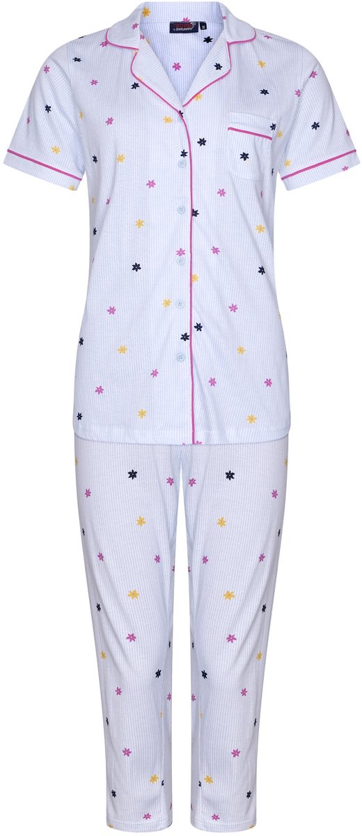 Rebelle Dames Pyjamaset Rebelle - Relax - Doorknoop - Bio Katoen blauw