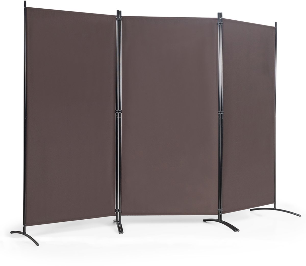 Costway Kamerscherm, 260 x 183 cm, 4-delig inklapbaar, scheidingswand, wandscherm van metaal en polyester, inkijkbescherming, kamerverdeler, binnen voor thuis, kantoor, terras Koffie
