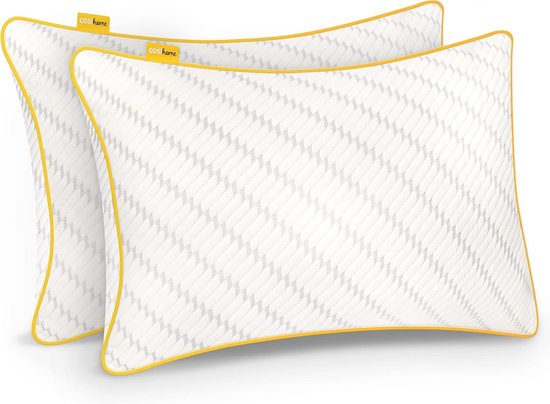 Luxe Traagschuim Hoofdkussens 2 Stuks met Bamboe Kussenhoes 71x45cm, Verkoelende Gelvulling en Verstelbare Hoogte - Ademend en Machinewasbaar Kussen voor Zijslapers, Rugslapers, Buikslapers