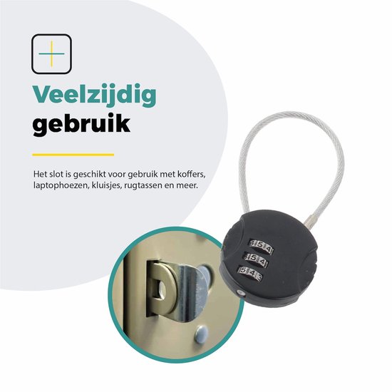 Voltano Fietstas Slot - Hangslot / Cijferslot - Zwart - Reisslot Fietstasslot van Voltano — afbeelding 5