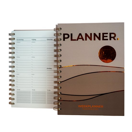 UNIVERSELE WEEKPLANNER - 2025 - Beige Bergen - A5 - Jaaroverzicht - To do lijst - Notities - Verjaardagen