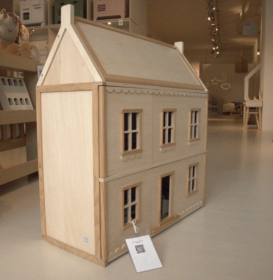 Petite Amélie Houten Poppenhuis Klassiek Naturel - H.16 cm - Geïnspireerd door Franse Huizen - Drie Verdiepingen vol Franse Charme
