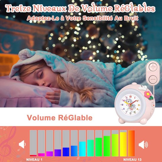Kinderwekker Zonder Tikken met Nachtlicht en Instelbaar Volume — afbeelding 5