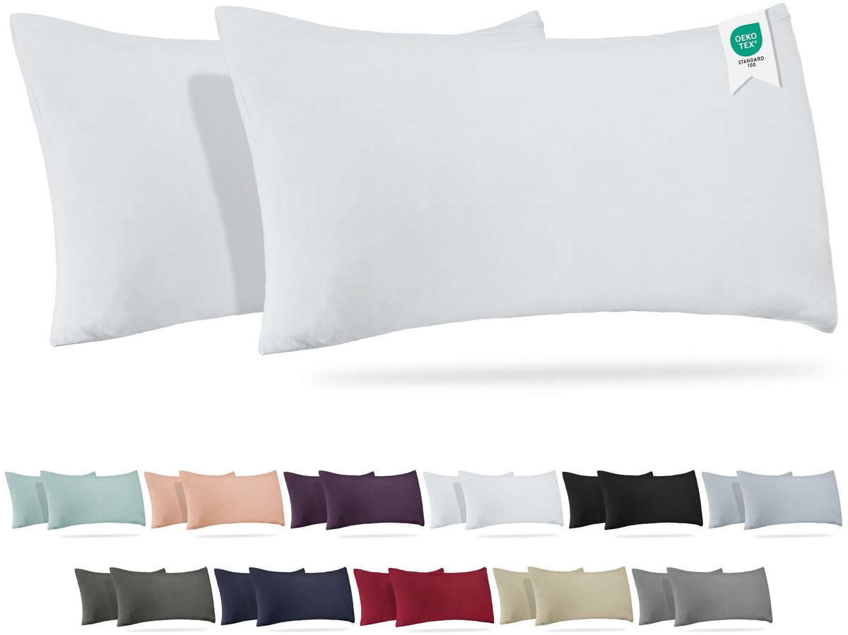 Barbons kussensloop 40x80 - set van 2 - Jersey 165 g/m² kussenhoes - 100% Katoen - wit
