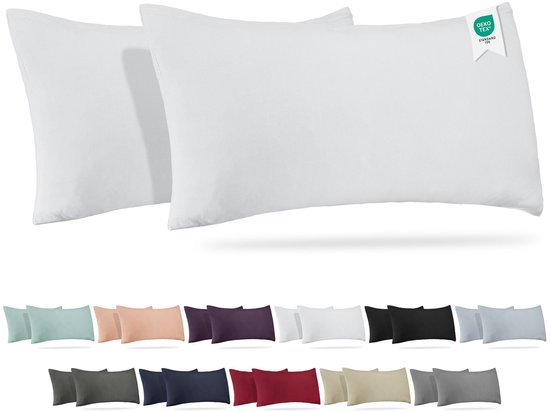 Taie d'oreiller Barbons 40x80 lot de 2, taie d'oreiller en jersey 165 g/m², 100% Katoen