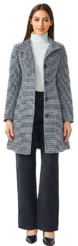 Versano Violet NG Dames Mantel Manteljas 3 kwart Winterjas S - Pied de Poule