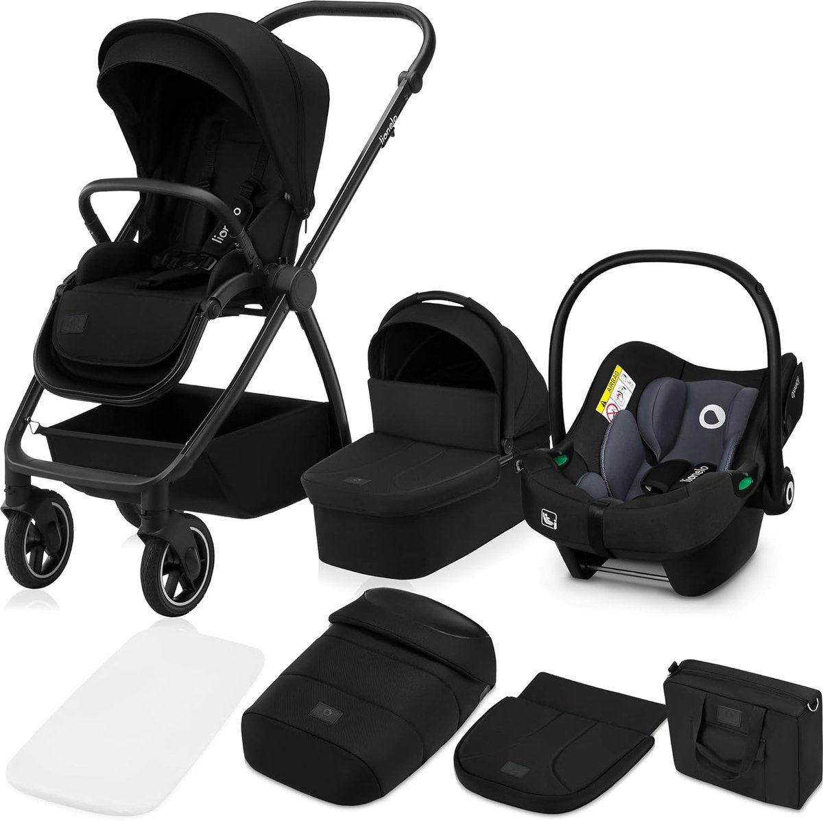Image of 3 in 1 Kinderwagen met Autostoel en XXL Reiswieg - Comfortabele en Multifunctionele Buggy voor Kinderen van 0-48 Maanden
