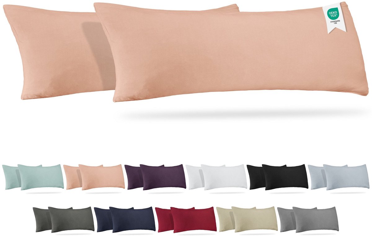 Barbons kussensloop 40x145 set van 2 - Jersey 165 g/m² kussenhoes - 100% Katoen - roze