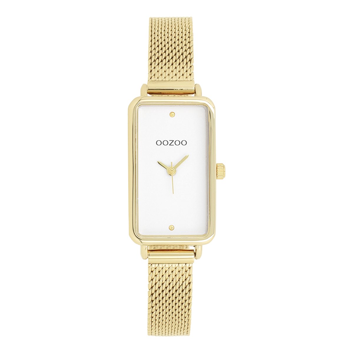 OOZOO Timepieces - Goudkleurige horloge met metalen mesh armband metalen mesh armband - C11533