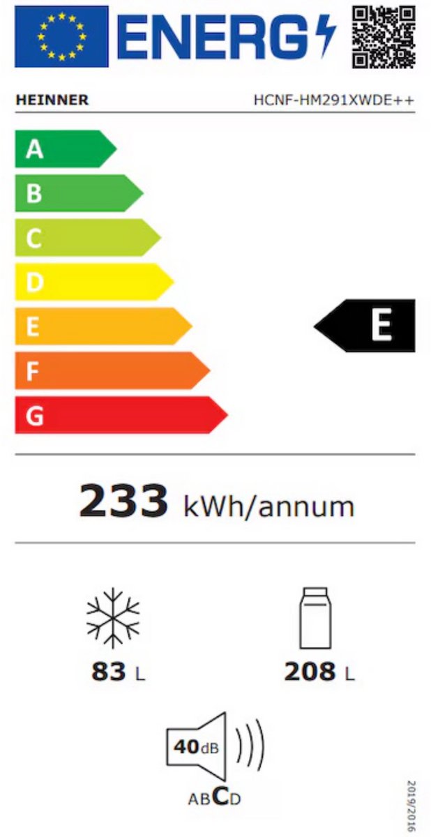 Heinner HCNF-HM291XWDE++ Koel-vriescombinatie met Waterdispenser – 291 L – Total No Frost – Elektronische Temperatuurregeling – Zilver – 5 Jaar Garantie — afbeelding 2