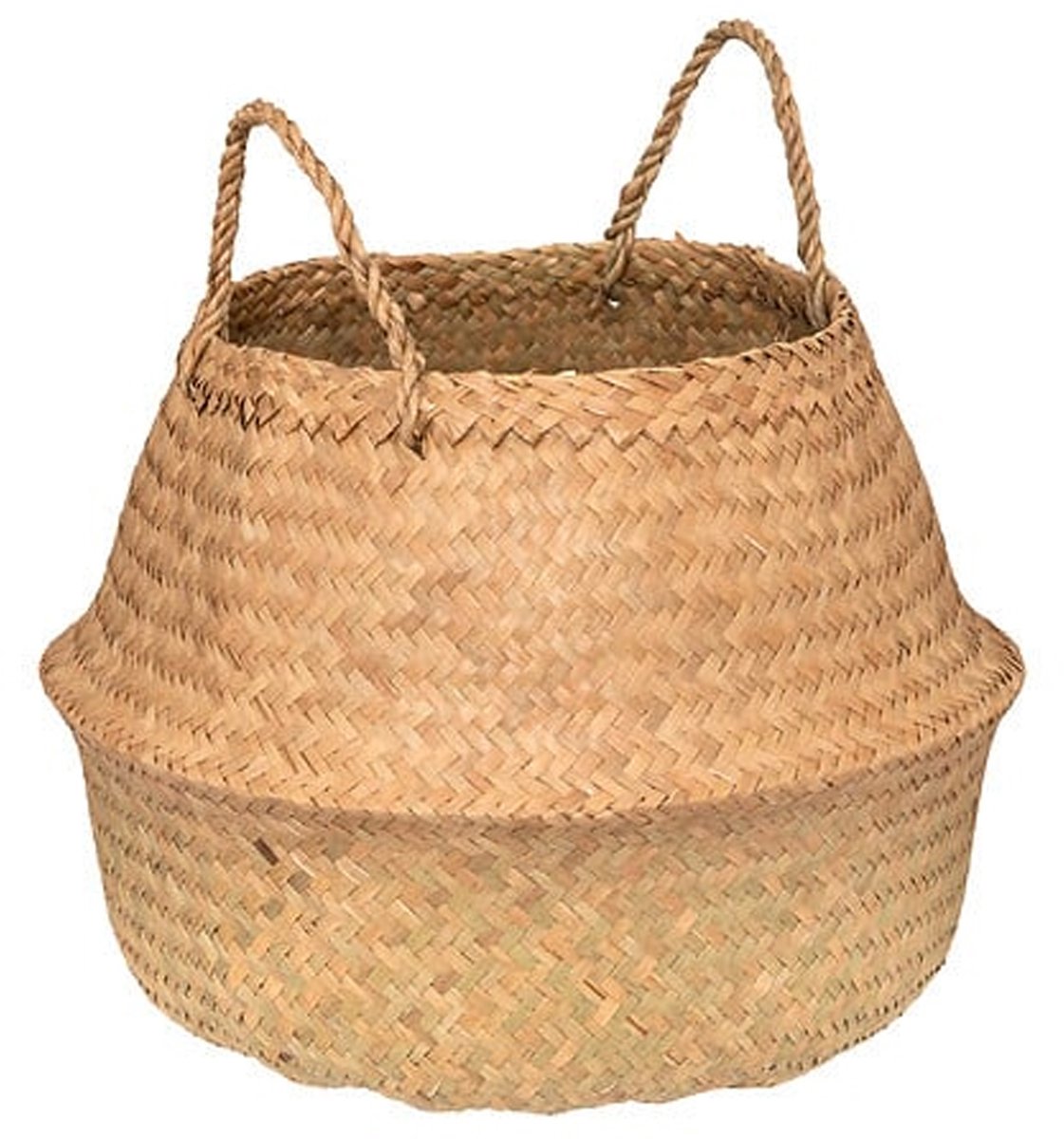 Atmosphera Opbergmand Danilo - rond - riet - naturel - 40 x 41 cm - opvouwbaar - decoratie mand