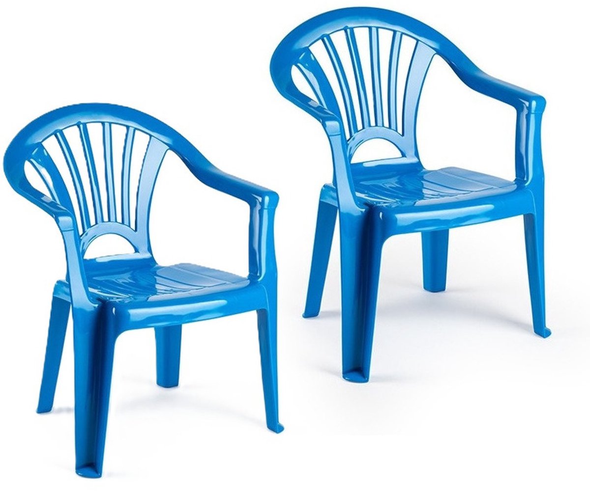 Trendoz Stoeltjes voor kinderen - 2x - blauw - 50 cm - voor binnen en buiten - kunststof