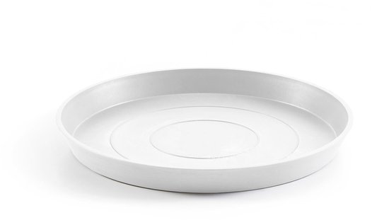 Soucoupe ronde Ecopots - White Pure - Ø 44,5 x H 3,5 cm - Soucoupe ronde blanche avec réservoir d'eau