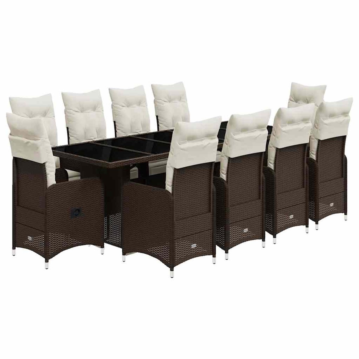 The Living Store 11-delige Bistroset met kussens poly rattan bruin - Tuinstoelen - Lounge Set - Buitendining - Patio Furniture - Garden Chairs The Living Store 11-delige Bistroset met kussens poly rattan bruin - Tuinstoelen - Lounge Set - Buitendining - Patio Furniture - Garden Chairs - Afbeelding 1