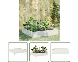 vidaXL Plantenbak - Tuinbakken - Plantenbak verhoogd 100x100x33,5 cm staal wit - Raised Garden Beds - Tuinaanleg - Groenvoorziening