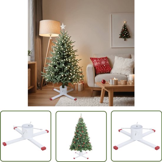 vidaXL Kerst Decoratie - Kerstboomstandaard - Kerstboomstandaard 61x61x15,5 cm wit - Kerstboomhouder - Standaar T Kerstboom - Kerstaccessoires