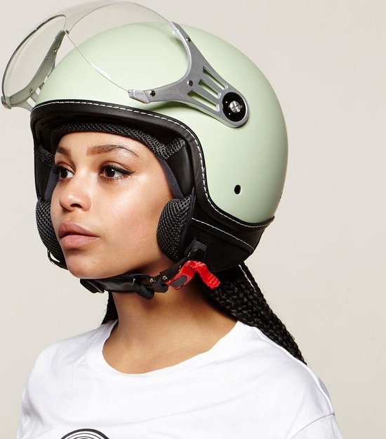 Vinz Stelvio Scooter Helm Jethelm Mat Mint Groen