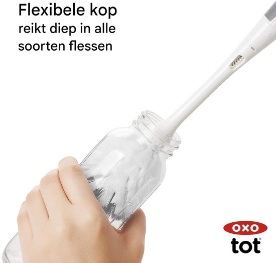 Babyflesborstel met Siliconen Speenreiniger - All-in-One Hygiëne Set- Grijs — afbeelding 2