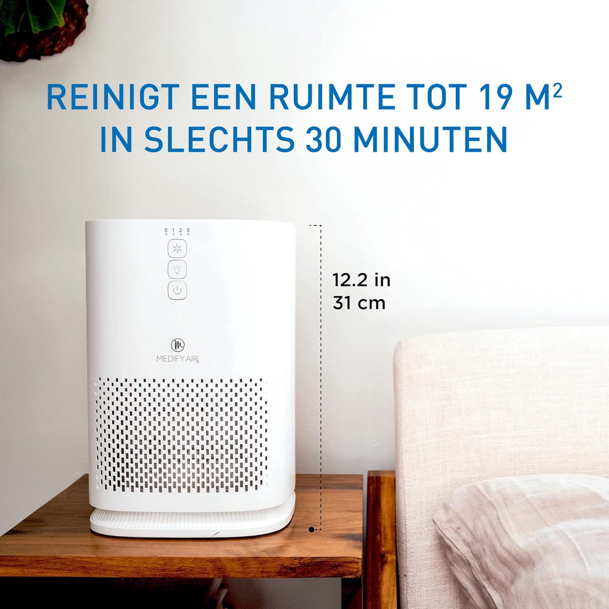 Medify Air MA-14 Luchtreiniger – 70 m³/u Air Purifier – HEPA H13 Filter – 3 standen + Slaapmodus – Tot 28 m² per uur – Tegen Hooikoorts, Huisstofmijt & Allergieën – Zwart — afbeelding 2