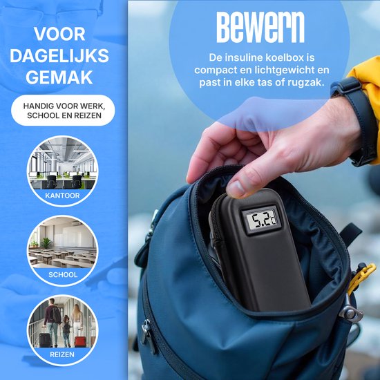 Insuline Koeltas - Diabetes Koeltas met 2 Ijspacks – Isolerende Insuline Etui voor op Reis - Compact Koeltasje, Koeler Tas & Tasje van Bewern — afbeelding 5