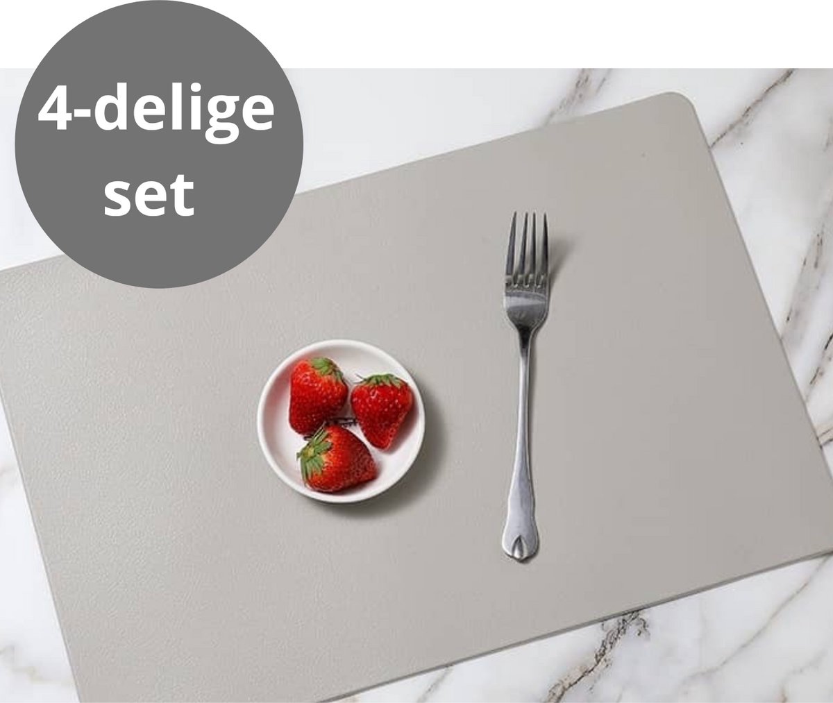 Placemats - grijs - 45 x 30 cm - 4 Stuks - onderleggers - water afstotend - afneembaar - anti-slip