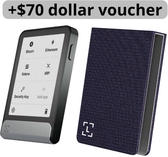 Ledger Flex $70 Bitcoin Voucher + Magnet Folio Party Aubergine - Voordeelbundel - Hardware Wallet set - Magnetische case