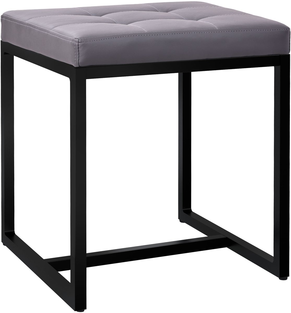 CLP Barci kruk met bekleding en zwart ijzeren frame Kunstleer/grijs