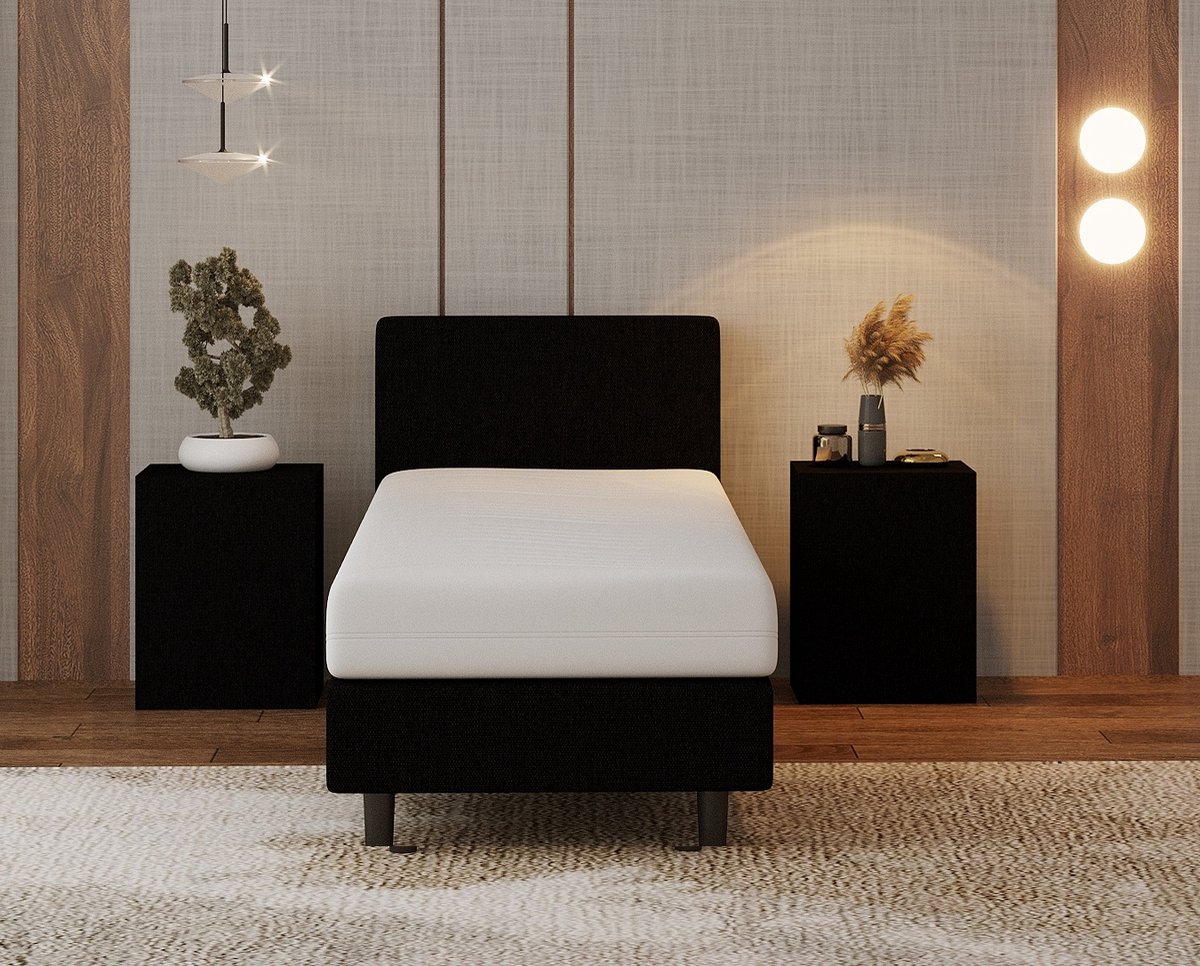Nessa® 80x200 Boxspring Bjorn Zwart + Pocketvering matras 20cm