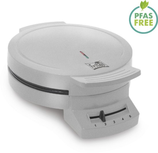 FRITEL Wafelijzer - A204 - Wafelmaker PFAS vrij - Wafelmachine voor Hartjeswafels - Hartjeswafelijzer - 5 Hartjeswafels - Wafelbakijzer met Vaste Bakplaten - Zilver - 1200W