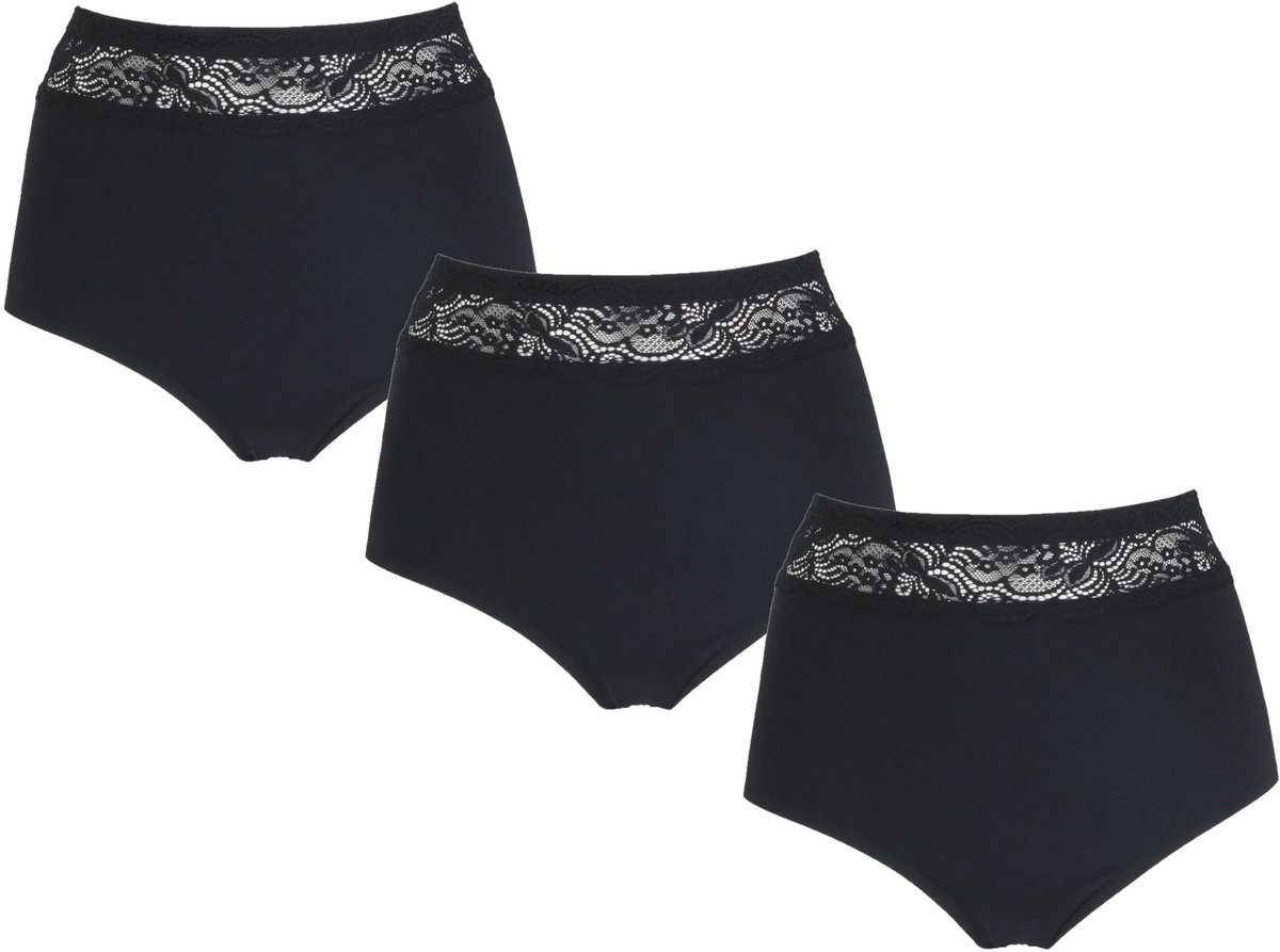 3-Pack Dames tailleslips met kant 808 J&C Zwart - maat XXL